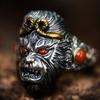 Sun Wukong Retro Silver & Gold Plated Openable Ring - Men's Domineering Index Style