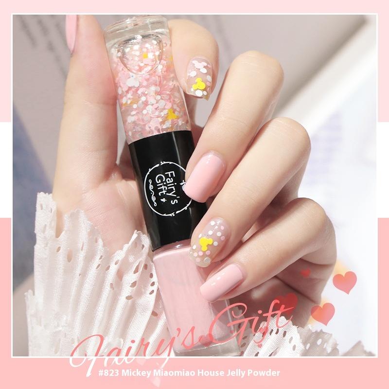 Dvoubarevný mastný lak na nehty, nepeče, neloupe se, rychleschnoucí flitry, dlouhotrvající, pro nehtové salony