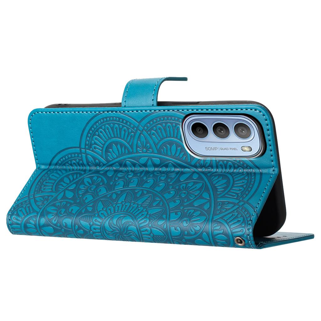 For Motorola Moto G62 5G Wallet Case Flower Pattern PU Leather Magnetic Flip Phone Cover