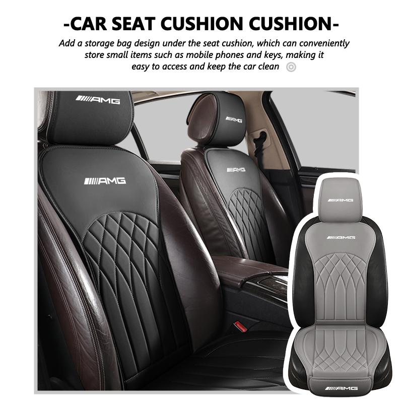 For AMG Leather Car Seat Cover Soft Anti-slip Protective Cushion Headrest Protection Cover Mercedes Benz Exclusive C200 C260