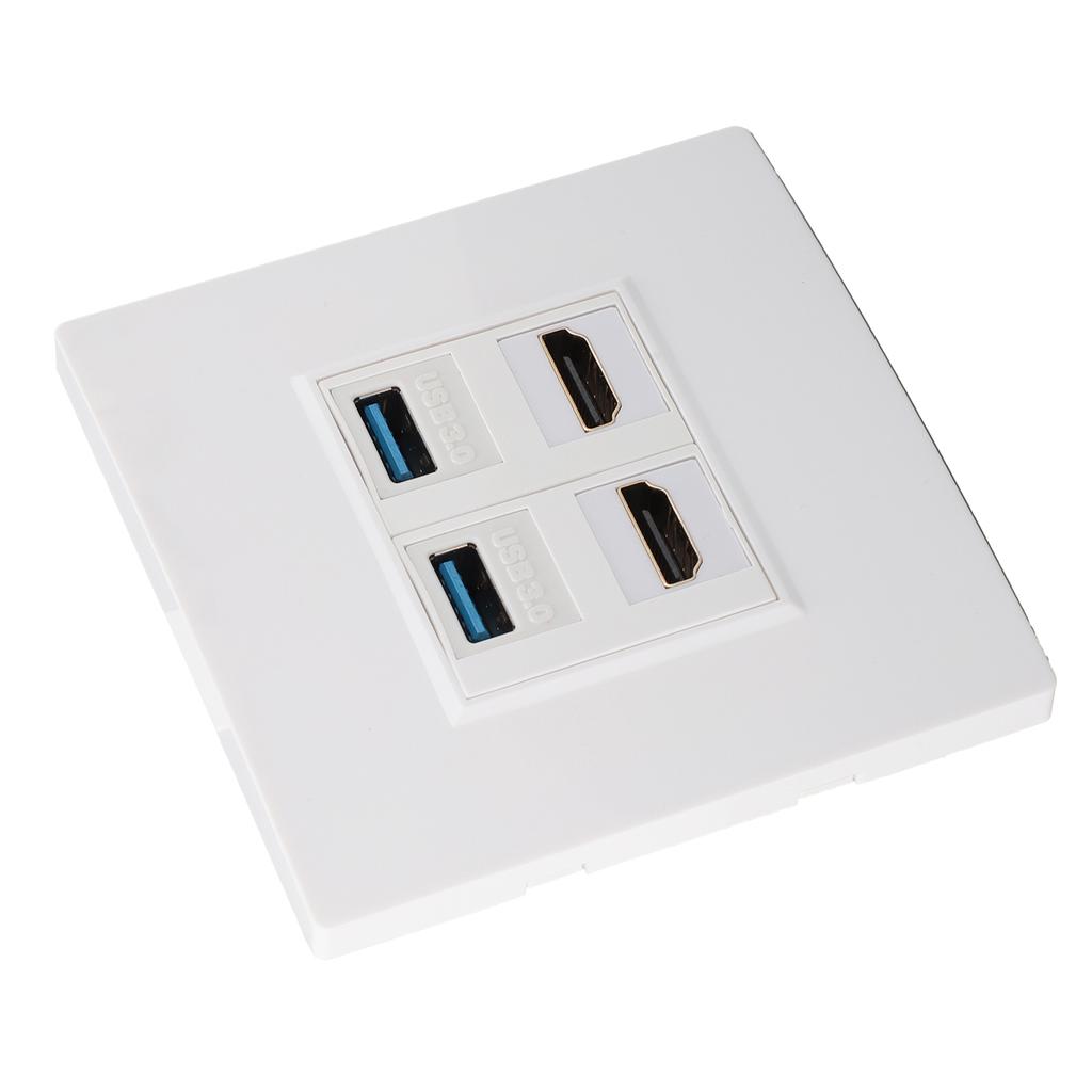 HD Multimedia Interface Ethernet Wall Plate Professional High Speed USB3.0 4K 60HZ 4 Port Wall