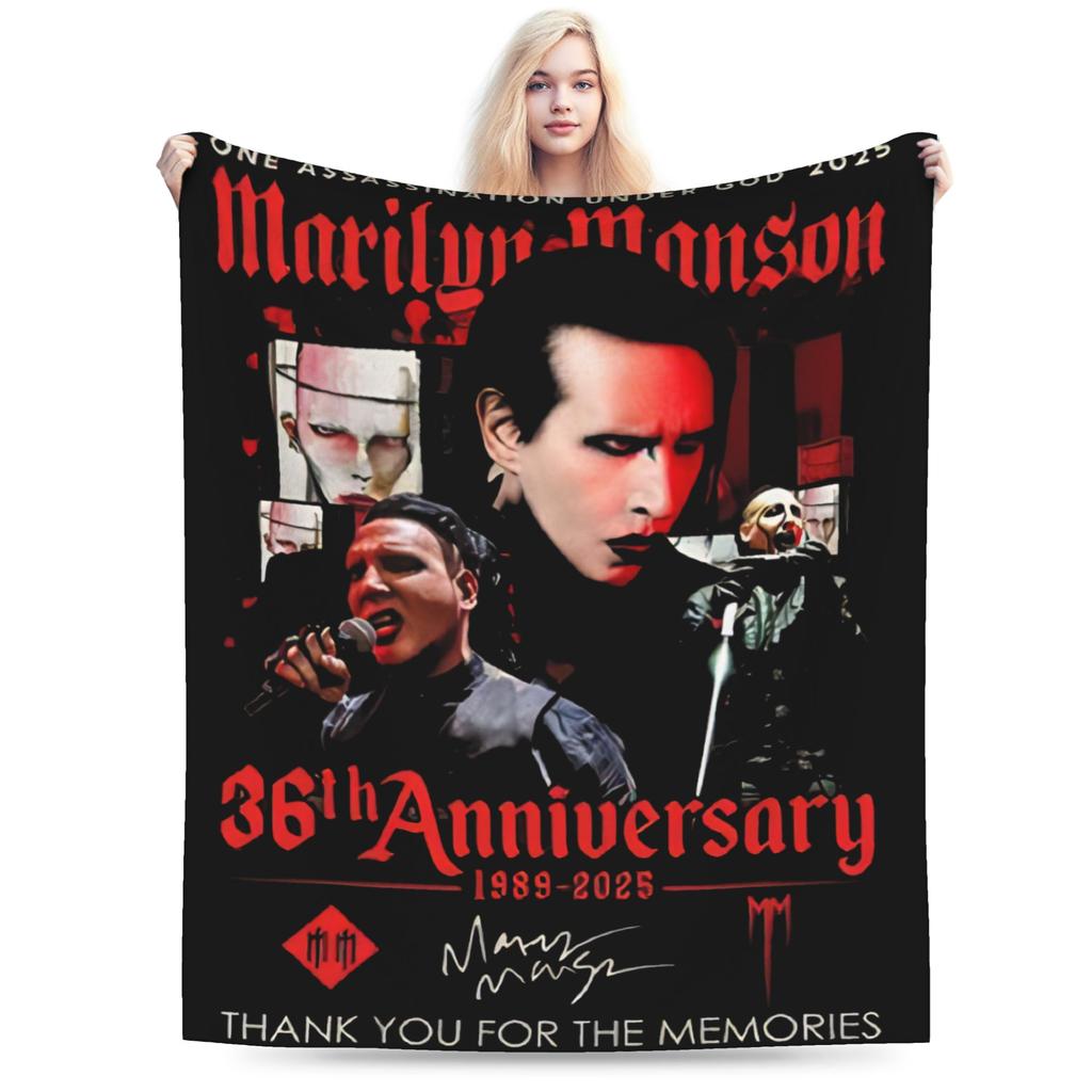 Marilyn Manson Musiktour Druckdecke für Männer Frauen Gemütlich Weich Überwurfdecken für Sofa 50x60 Zoll Mehrere Größen