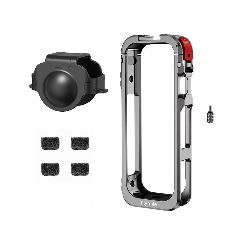 Aluminum Alloy Camera Cage for Insta360 X5 X6 Protective Frame Quick Release Metal Case 1/4 Thread Tripod Mount Accessories