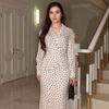 Autumn new European, American Amazon cross-border V-neck temperament polka dot long skirt long coat two-piece set