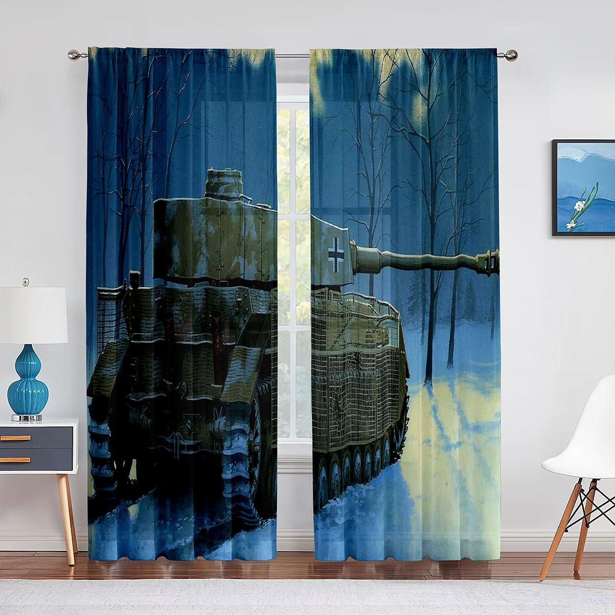 Зеленый танк пушка армейский автомобиль тюлевые шторы для гостиной для мальчиков декор — фото 8