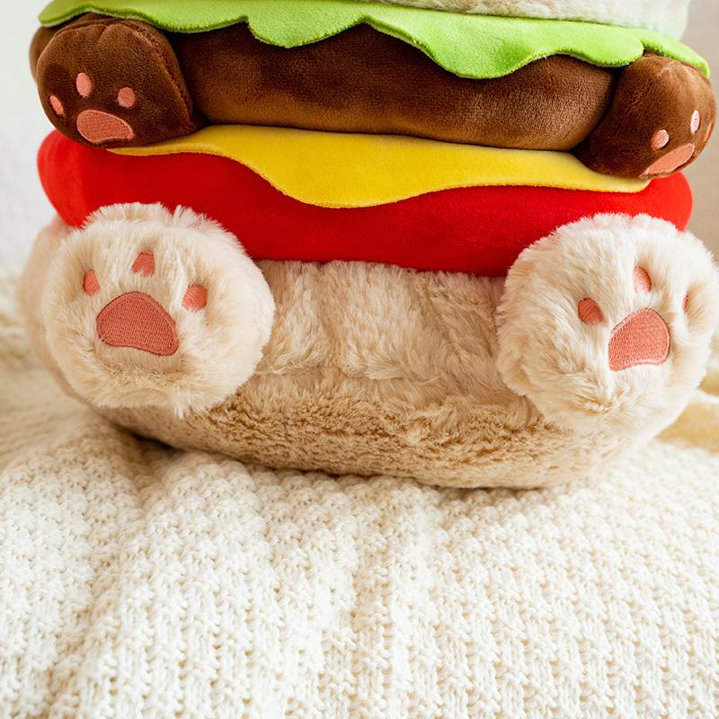 Creative Dog Burger Plush Toy Stuffed Soft Plushies Hamburger Puppy Pillow Sofa Cushion Cute Room Decor Boy Girl Birthday Gift
