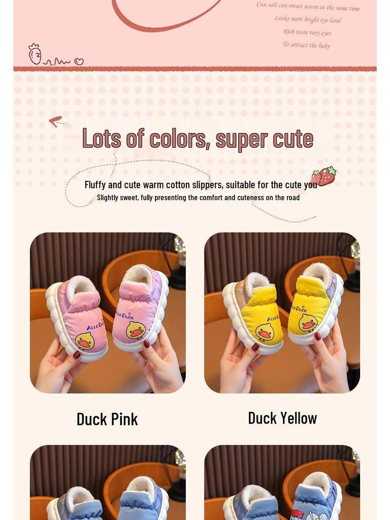 Ultraman Winter Kids' Waterproof Cotton Shoes, Cartoon Design for Indoor/Outdoor Wear, Warm Heel-Covered Style for Boys and Girls.