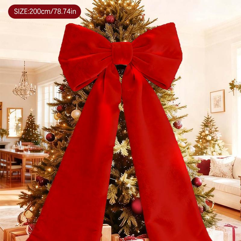 Velké sametové vánoční mašle (6 Ft) — Velké mašle na špičku vánočního stromku, věnce, krbovou římsu, vchodové dveře