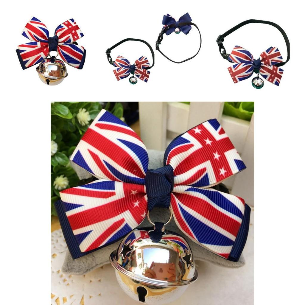 Union Jack Bow Tie Pet Collar With Bell Ideal For Small To Medium Sized Dogs And Cats