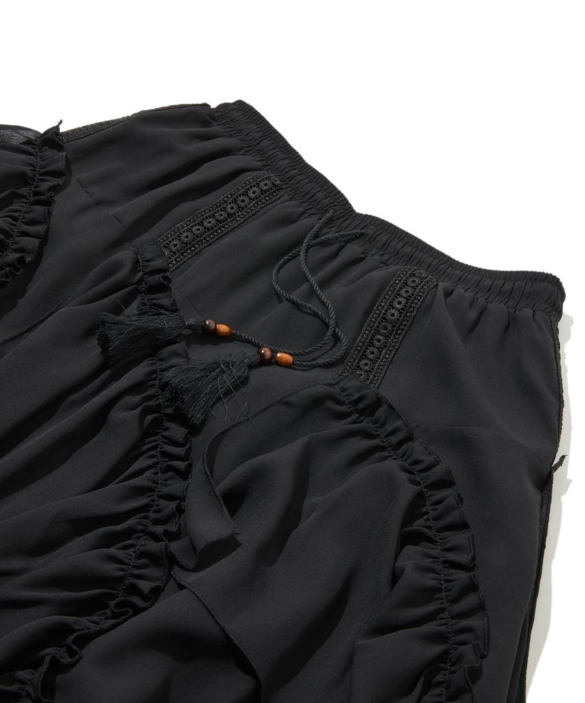 Penfield Boho Chic Diagonal Frill Skirt Black_Fs2Ws90F