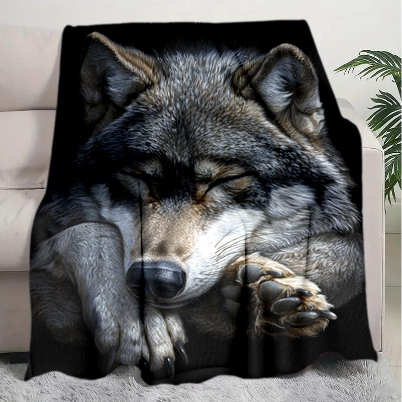 1PC Wolf Elements printed blanket, all season lightweight home office outdoor nap multifunctional blanket A8