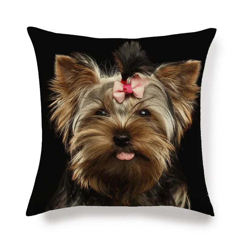 45cm*45cm Yorkshire dog  linen throw pillow covers couch cushion cover home decorative pillow covers