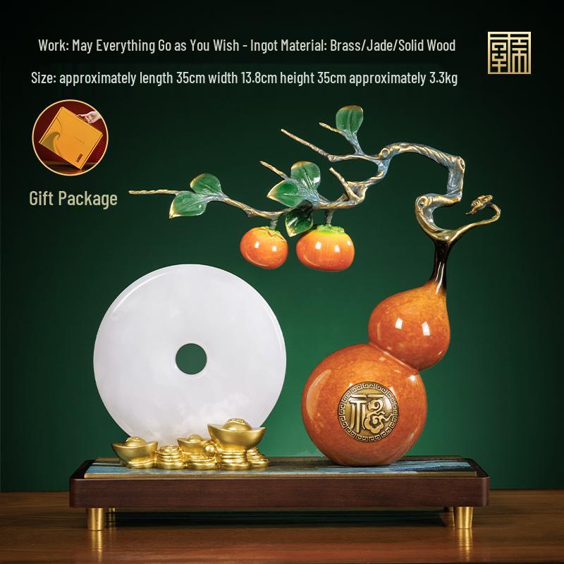 Persimmon Ruyi Gourd Ornament - Chinese Decor for Living Room, Office, or Housewarming Gift