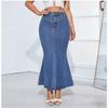 Denim Jean Skirt for Women Casual Washed High Waisted Fishtail Maxi Jean Skirts Women's A-Line Bodycon Long Jean Skirts