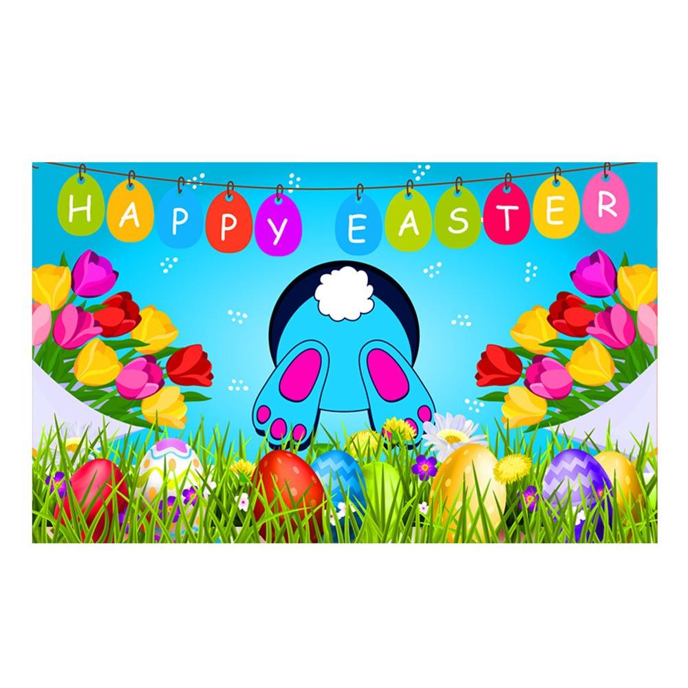 Colorful Bunny Eggs Background Decor 180*110cm Easter Photo Banner Poster Props  Home Party Decor