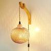 EU Plug-in Vintage Wabi-sabi Bamboo Woven Bedside Wall Lights Dining Room Ceiling Hanging Lamps Bedroom Farmhouse Rural Indoor