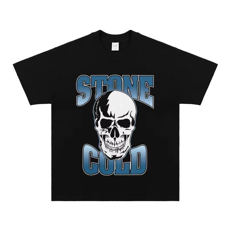 Summer Men New Stone Cold Steve Austin WWE Tshirts Wrestling Pure Cotton Vintage Short Sleeve T-shirt High Quality Luxury Brand
