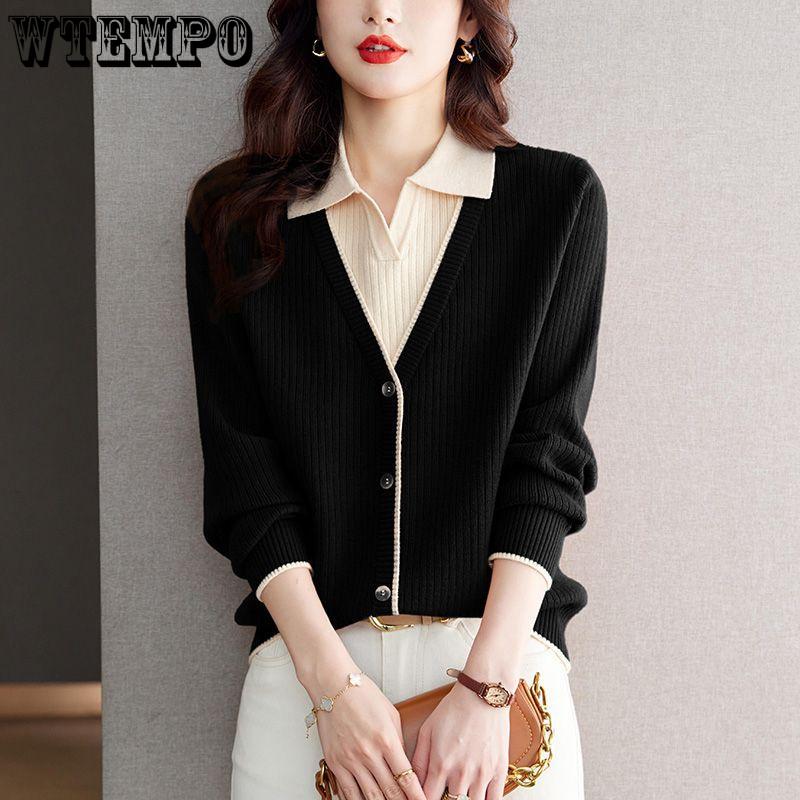 Women's Sweater Pullover Autumn/Winter Thickened Loose Top Lapel Knitted Sweater for Women