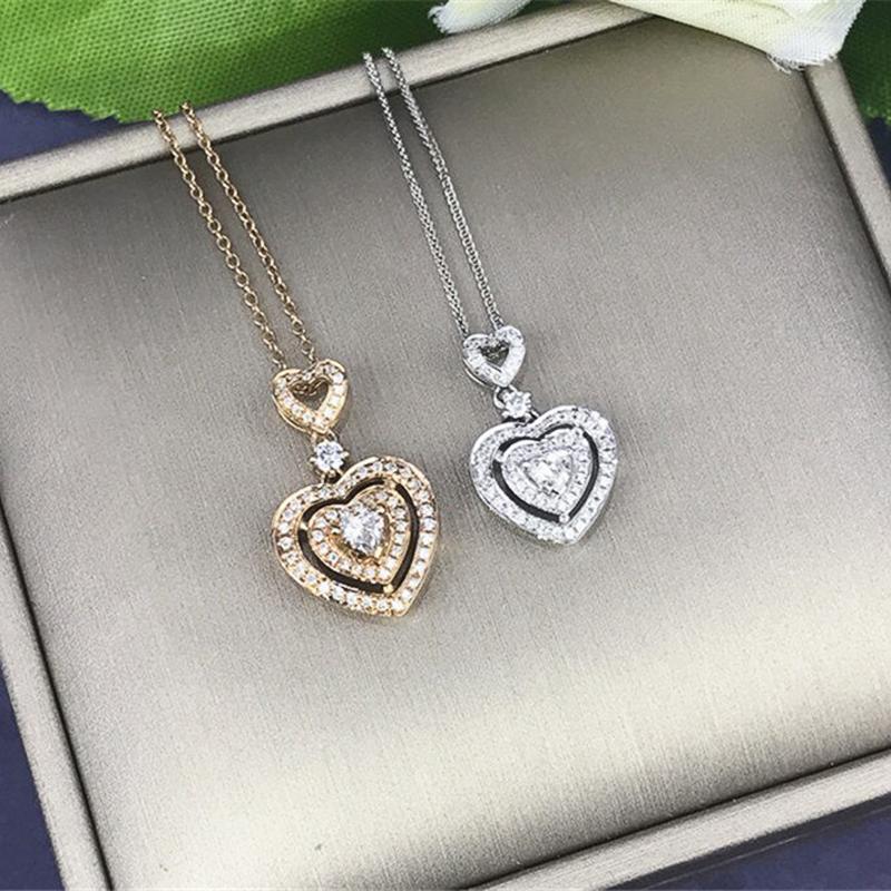 

Huitan Luxury Heart Pendant Wedding Necklace for Women Color/Gold Color Inlaid Shiny Cubic Zirconia Fashion Neck Jewelry