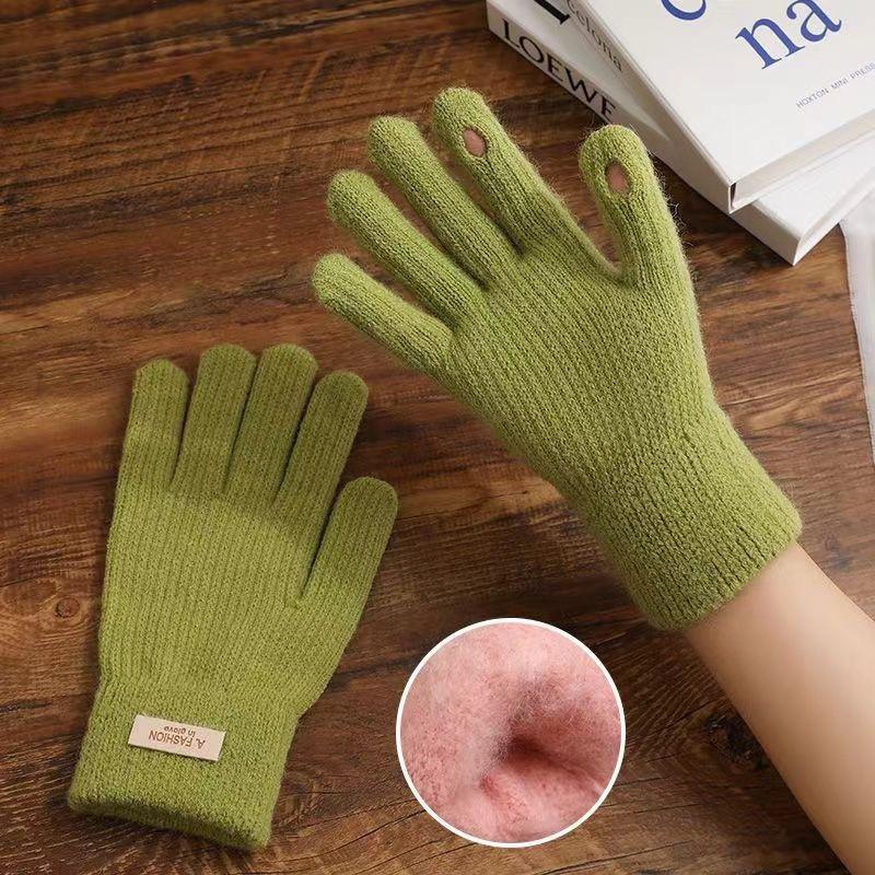 Unisex Winter Wool Knitted Gloves - Warm, Thick, Cold-Proof, Touchscreen Compatible for Cycling and Outdoor Activities