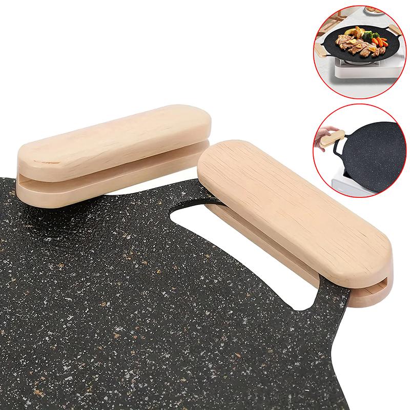 Pár Rukojetí z masivního dřeva s plochým dnem pro izolaci hrnce proti popálení, Přenosná rukojeť na pekáč, Rukojeť na venkovní grilovací pánev, Podložka proti popálení