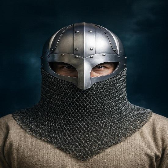 Hand-Forged Viking Helmet with Chainmail Adult, Cosplay, LARP