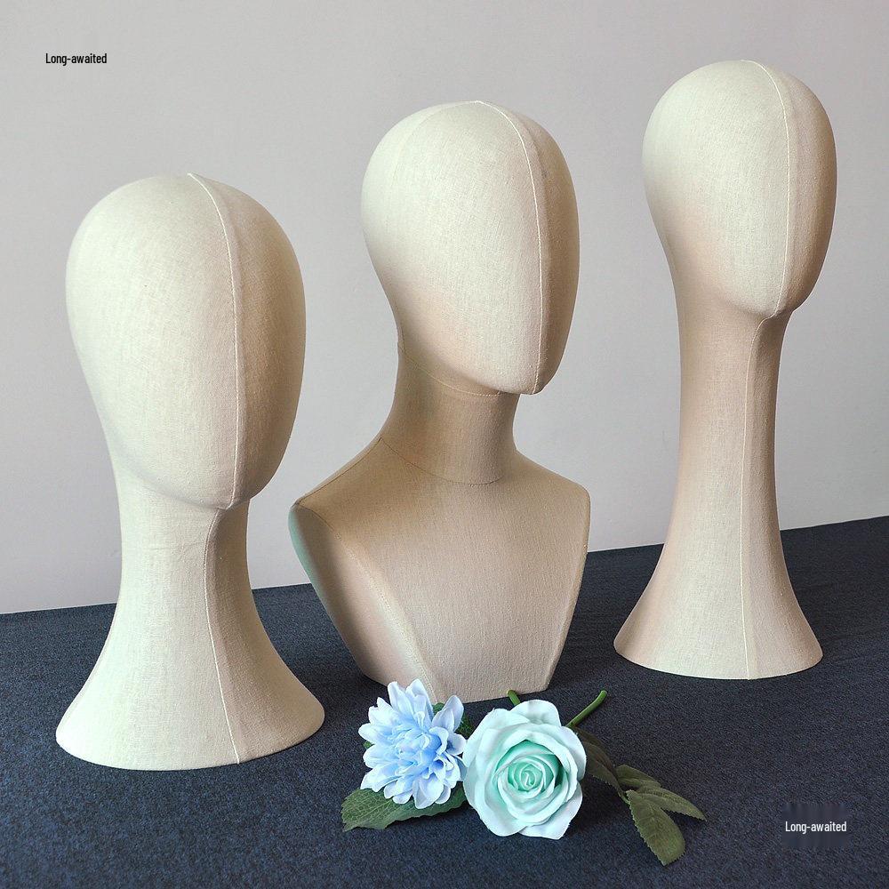 Fabric-Wrapped Mannequin Head for Jewelry, Hats, and Scarves - Pin-Friendly Display Model