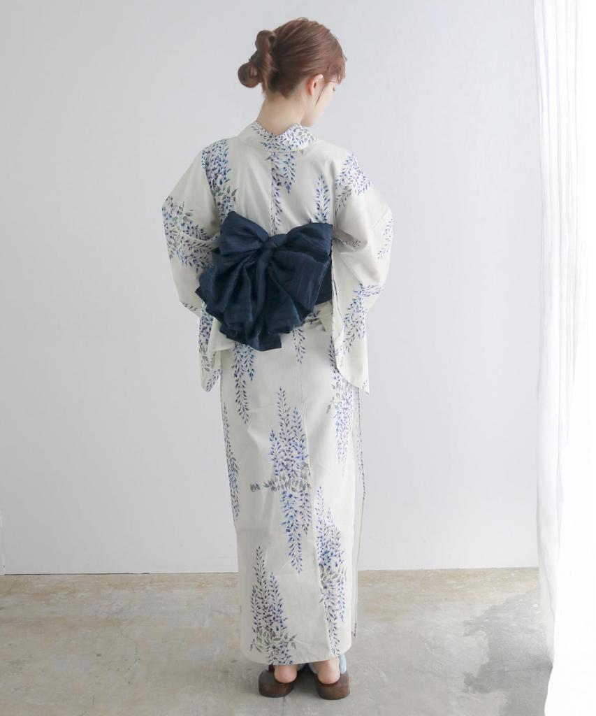 Yukata change set heiko AB size fits Kyoto [KYOETSU] set, weave, unbleached, two-part type, 4-piece (yukata, obi, underwear, geta) Women's (one all,