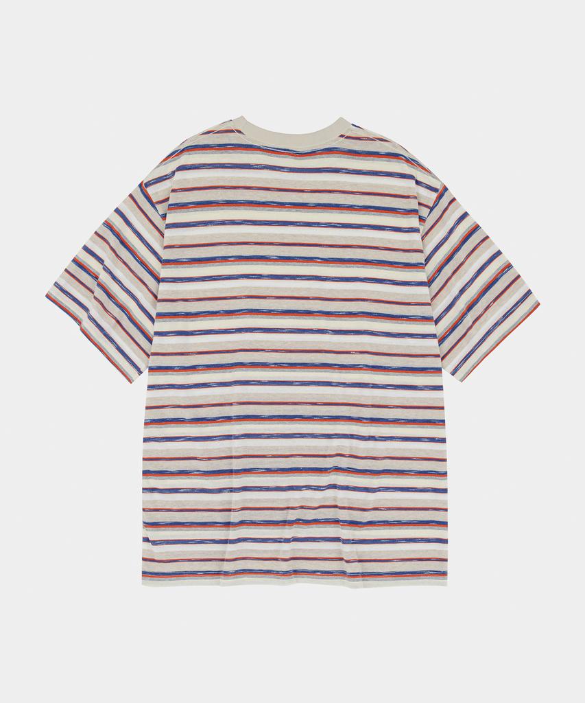 LETTERCOMO Avenue Striped Half Sleeve T-Shirt Orange Blue