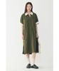 STUDIO TOMBOY Color Block Collared Short Sleeve Dress_Dark Khaki 9176241983