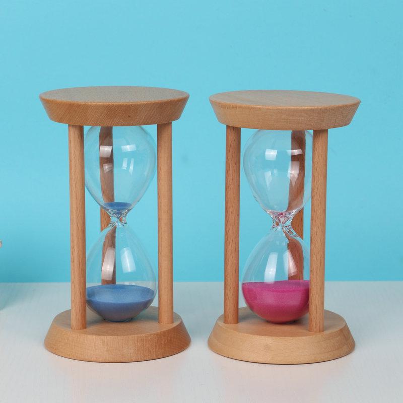 Seven-Color Sand Solid Wood 30-Minute Drop-Proof Hourglass Timer for Kids: Study & Gift