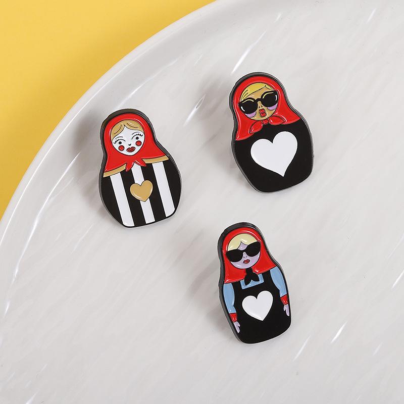 Cultural Costume Collected Enamel Pin Classic  Nesting Doll Metal Brooches Lapel Badge Jewelry Gift For Friends