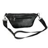 Fashion Men'S And Women'S Genuine Leather Fanny Pack, Black First-Layer Cowhide Fanny Pack, Satchel.