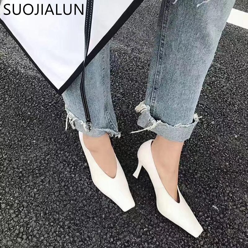 Fashion SUOJIALUN Brand High Heels Women Pump Elegant Shollow Pointed Toe Office Ladies Shoes High Quality Sexy Party Pump Shoes