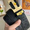Aijia Men's Genuine Leather Belt - Business Casual, Crocodile Pattern, Pin Buckle