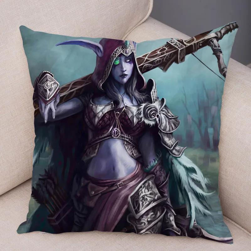 WOW Illidan Cushion Cover Decor Hot Game Hero Printed Pillow Covers for Sofa Home Pillow Case Super Soft Short Plush Pillowcase