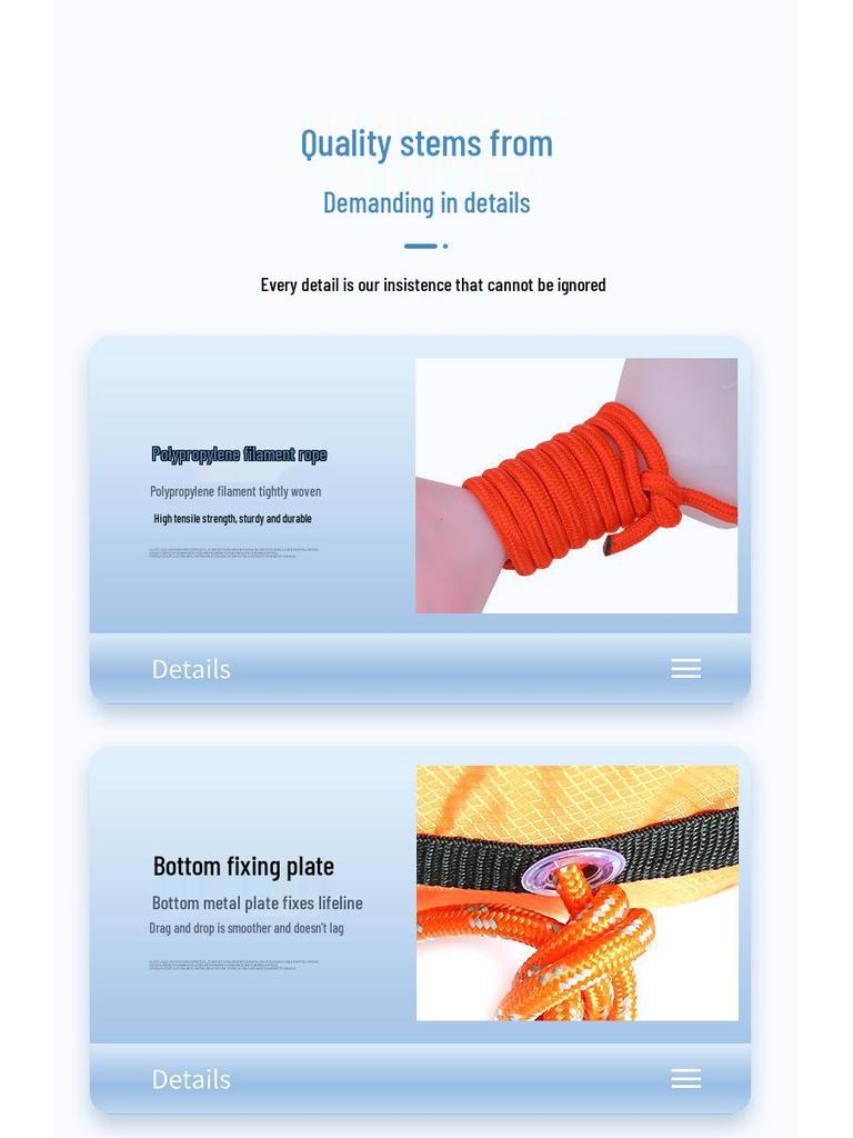 Water Rescue Lifesaving Rope with Floating Buoy and Throw Bag