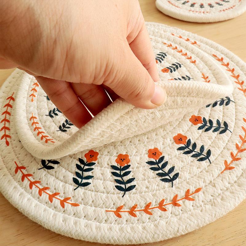3587 Cotton and Linen Braided Heat Insulation Pad Household Placemat Plate Bowl Sand Pot Tea Cup Pad Anti-scalding Table Mat