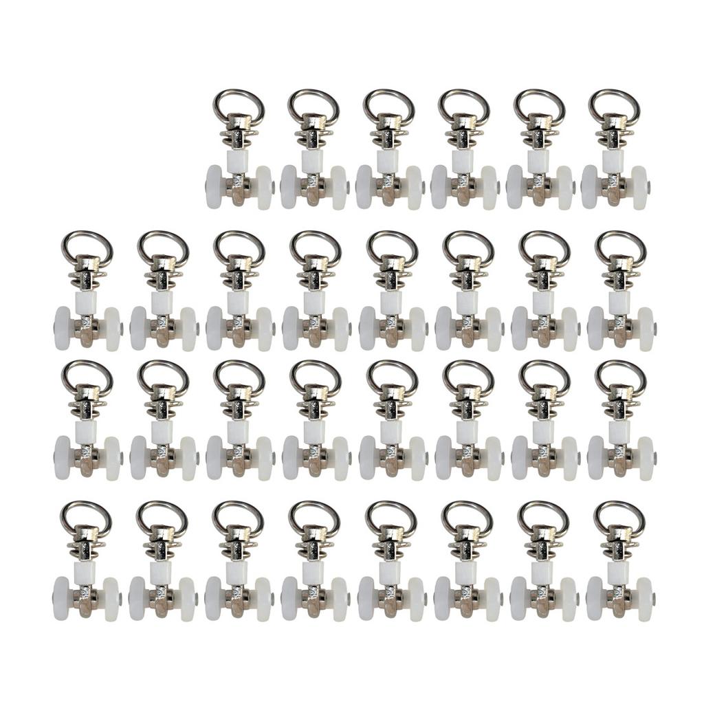 30Pcs Curtain Track Rollers Hooks Ceiling Gliders Twin Wheeled Carriers For Window Rods Curtain Rails