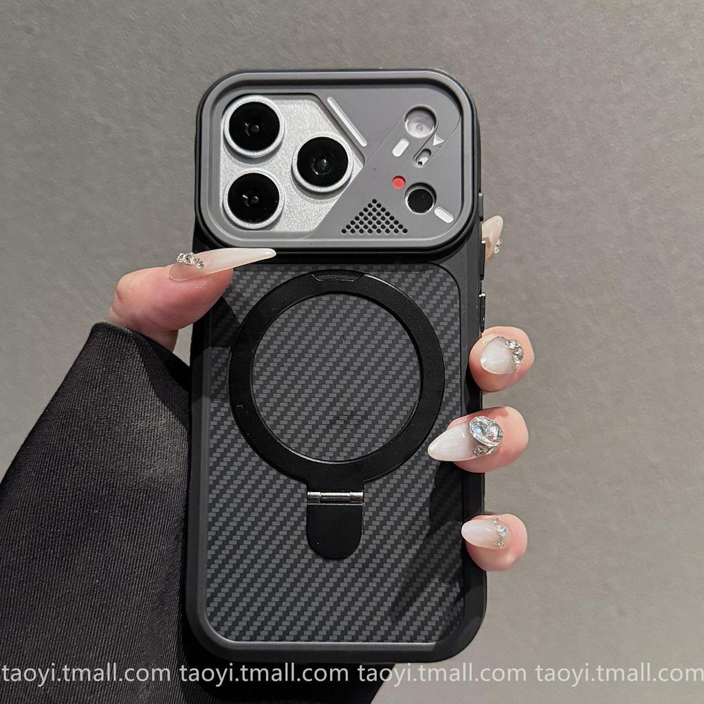 Magnetic Stand Carbon Fiber iPhone 17 Pro Max Case: Instantly Transforms Into Large Window, Protective for iPhone 16 & 15