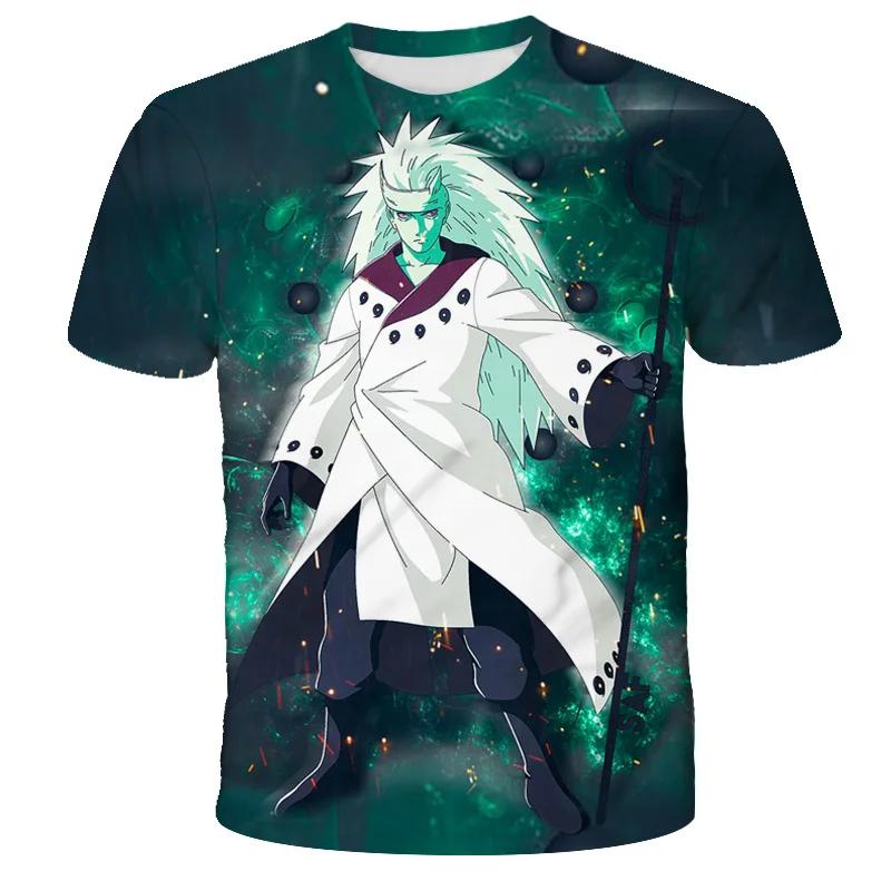 Summer Men's Japanese Anime Naruto 3D Printed T-shirt Children's Street Leisure Sports Large Top