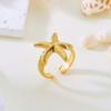 Edelstahl Schale Seestern Ringe Für Frauen Männer Vintage Goldfarbe Blume Geometrisch Verstellbarer Ring Sommer Strand Schmuck Geschenk