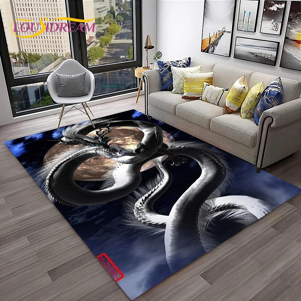 

3D китайский дракон миф искусство мультяшный ковер для дома гостиная спальня диван коврик декор, детский игровой коврик нескользящий напольный коврик 40x60cm