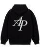 New Ap Logo Oversized Wide Shoulder Hoodie_Black