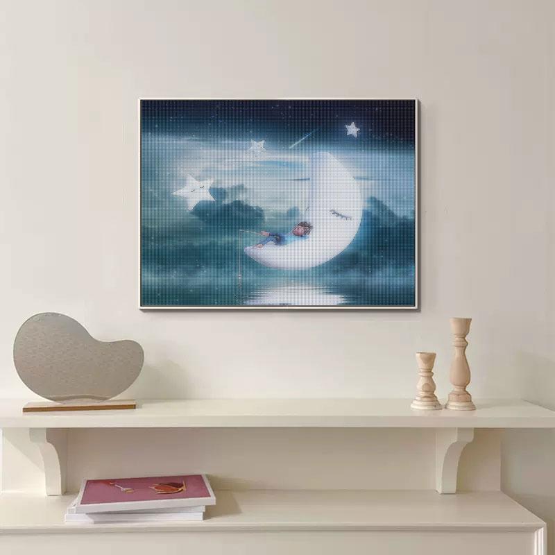 Diamond Painting Landscape Full Round Moon Embroidery Cross Stitch Mosaic Handicraft Decor For Home 30x40cm/12x16inch