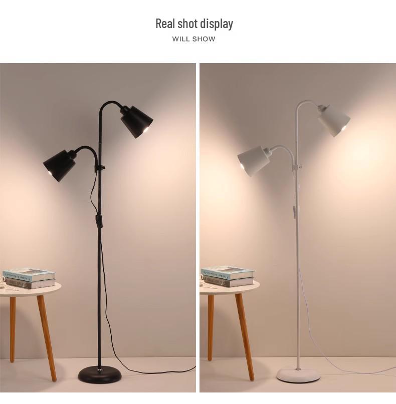 Nordic Modern Double-Head Floor Lamp: Minimalist Luxury for Living Room and Bedroom