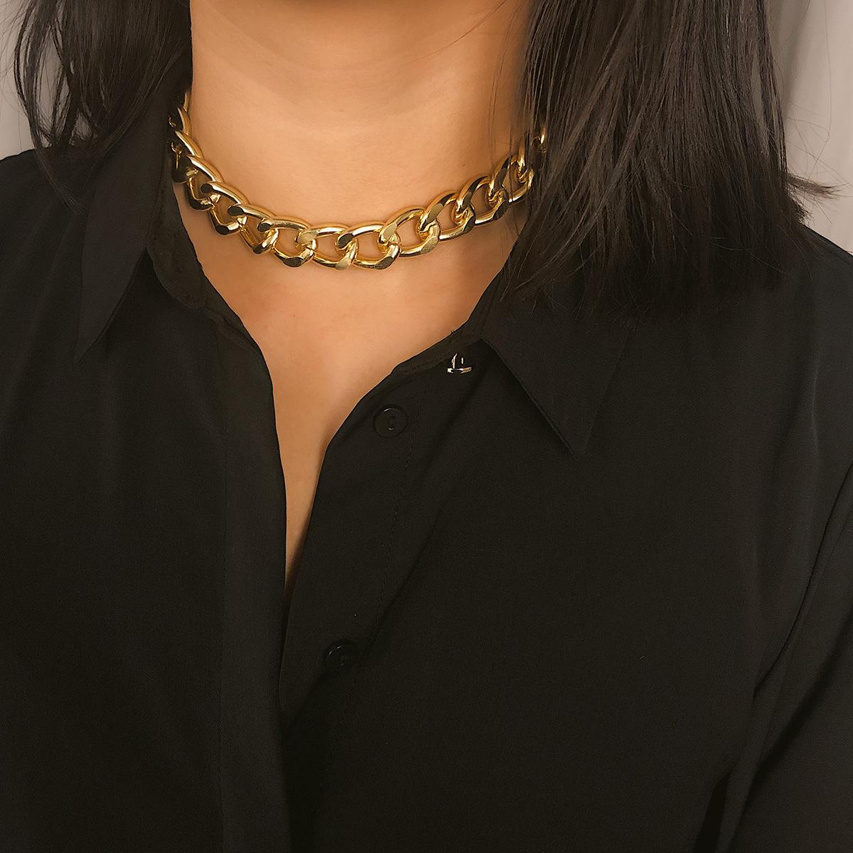 

Accessories, Simple Personalized Metal Chain Necklace, Neck Chain For Women, Exaggerated Matte Punk Short Necklace.