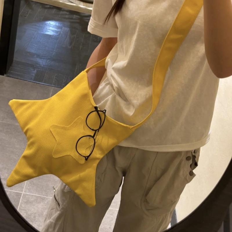 Dames Schattige Casual Stervormige Schoudertas Effen Kleur Canvas Crossbody Tas Vrouwen All-match Grote Capaciteit Handtas voor Winkelen