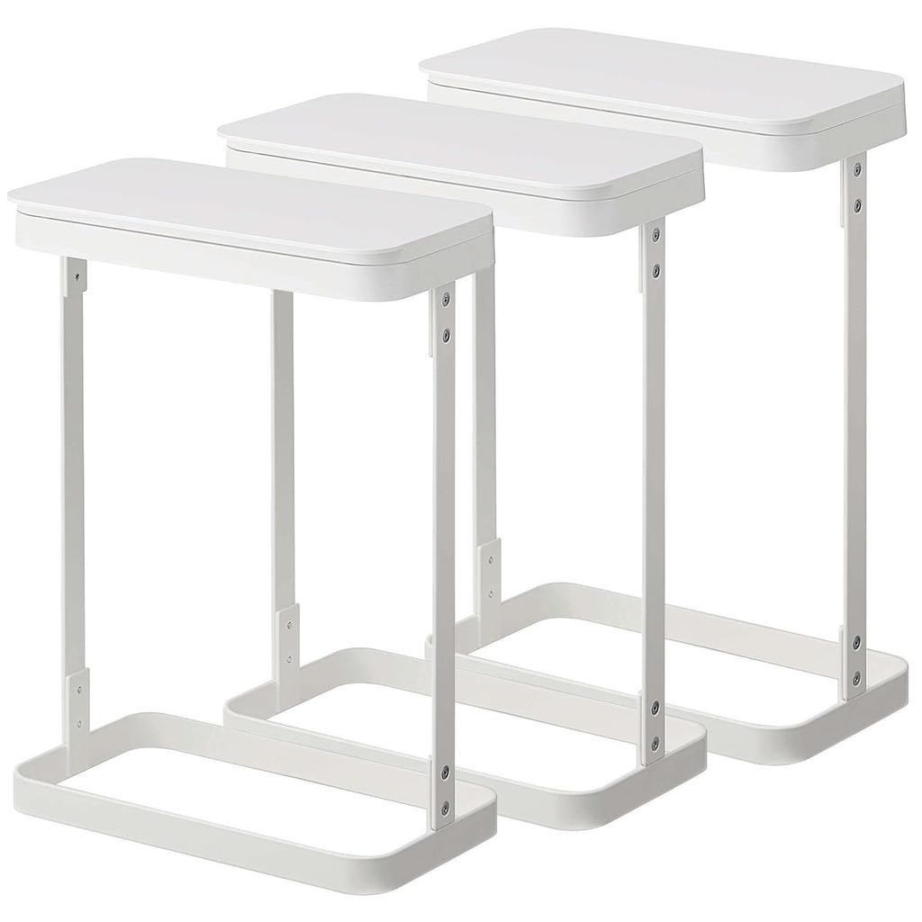 Yamazaki Jitsugyo Side Open Separation Garbage Bag Holder Slim Set of 3 Trash Can Separation with Lid 10L 20L Kitchen Luce White 5401 X 3