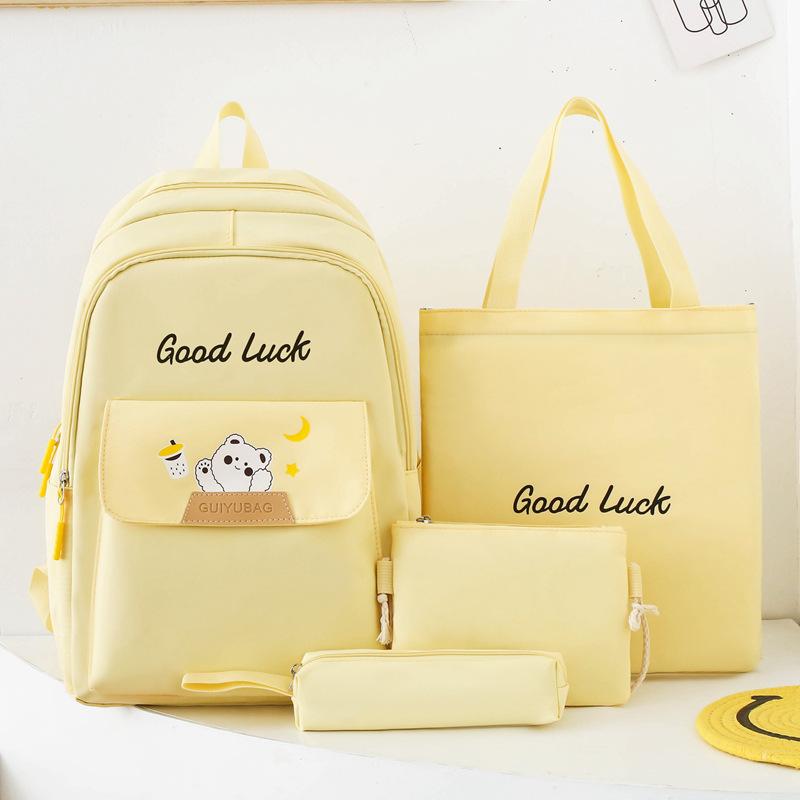 Large Capacity Backpack Simple Multi-functional Casual Backpack Girls Cute Solid Color Junior High School Student Schoolbag